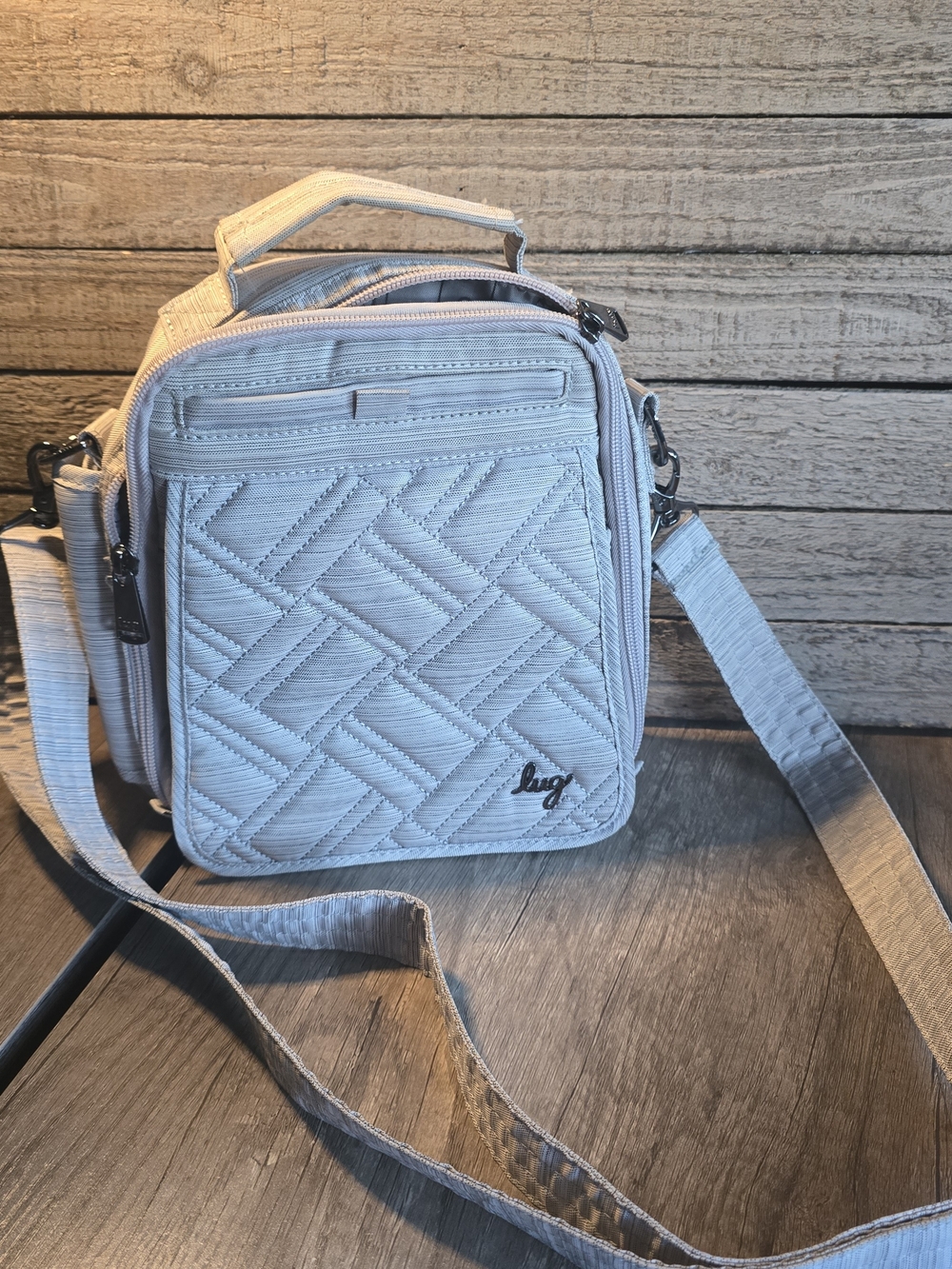 Lug Quilted Crossbody Bag in Light Gray - Lug